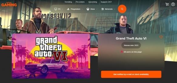 国外游戏商店上架《GTA6》页面显示将于2023年发售